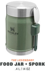 STANLEY Termos mancare cu tacam Stanley The Legendary Food Jar + Spork Hammertone Green 0.4 l - 10-09382-004 (10-09382-004)
