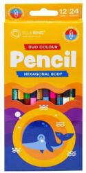 BLUERING Színes ceruza készlet, kétvégű duocolor 12/24 szín Bluering® 24 k (JJ10121-24)