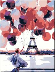 Zuty Pictură pe numere Femeie Cu Multe Baloane La Turnul Eiffel (864220) Carte de colorat
