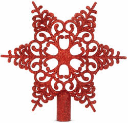 Family Collection Karácsonyfa csúcsdísz - hópehely alakú - 20 x 20 cm - piros (58608C) - veszekvalamit