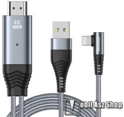 JOYROOM HDMI adatkábel - SZÜRKE - HDMI + lightning (derékszörű) / USB töltés, 4K minőség, 60 Hz, 3m - SY-35L1 (SY-35L1)