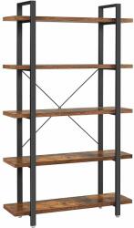 VASAGLE Könyvespolc, 5 szintes stabil tároló állvány, barna és fekete (LLS55BXV1) - vasbutor