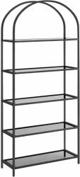 VASAGLE Üvegpolc, 5 szintes polc, íves kialakítással, 30, 2 x 83 x 183, 5 cm, fekete-szürke (LGT050G01)