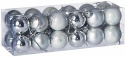  Műanyag karácsonyfadísz gömb, ezüst színű 3 féle, 3cm, 24db
