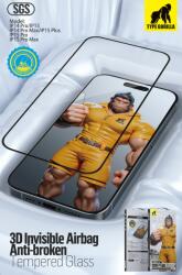 Type Gorilla Apple iPhone 15 Pro TG Invisible Airbag Anti-Broken 3D Full Üvegfólia - Fekete