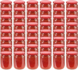  Borcane din sticlă pentru gem, capac roșu, 48 buc. , 230 ml (50800)