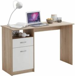 FMD birou cu 1 sertar, stejar și alb, 123 x 50 x 76, 5 cm (428739) - eishop