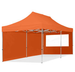 TOOLPORT Összecsukható pavilon, Aluminium, 3x6m, 2 oldalpanellel együtt, narancssárga Pavilon sátor, Piaci sátor, Pop up sátor - (59028)