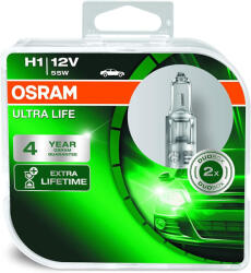OSRAM Set 2 Becuri H1 12V 55W Osram, Ultra Life (64150ULT DUO)