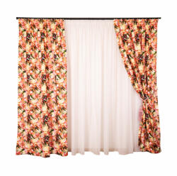 Hiko Set 3 piese Hiko Fantasy, 2 draperii orange Blumen si o perdea Ana voal, cu rejansa (10009573)
