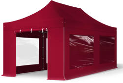 TOOLPORT Összecsukható pavilon, acél, 3x6m, 4 oldalpanellel együtt, piros Pavilon sátor, Piaci sátor, Pop up sátor - (600081)