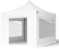 TOOLPORT Összecsukható pavilon, acél, 3x3m, 4 oldalpanellel együtt, fehér Pavilon sátor, Piaci sátor, Pop up sátor - (600039)