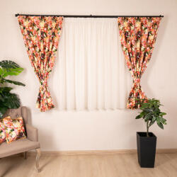Hiko Set 5 piese Hiko Fantasy, 2 draperii scurte orange Blumen cu 2 benzi de prindere si o perdea Ana voal, cu rejansa (10009580)