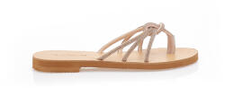 Tsoukalas Sandale bronz lucrate manual din piele regenerată, cu baretă între degete și barete multiple cu strasuri