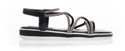 Tsoukalas Sandale negre din imitație de piele cu barete multiple cu strasuri - tsoukalas-shoes - 89,23 RON