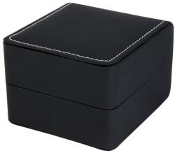  Logó nélküli karóra doboz, kívül fekete műbőr borítású, belül fekete párnás kialakítás (5941-7)
