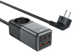 ACEFAST Desktop Power Sstrip Z2 - разклонител с 1 изход и вградени 2xUSB-A, 3xUSB-C изхода за мобилни устройства (черен)