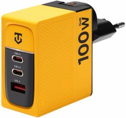 Tactical Nett Warrior GaN Wall Charger 100W - захранване за ел. мрежа за лаптопи, смартфони и таблети с USB-A и 2xUSB-C изходи с технология за бързо зареждане (жълт)