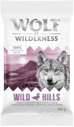 Wolf of Wilderness 100g Próbacsomag: gabonamentes Wolf of Wilderness száraz kuytatáp - Wild Hills - kacsa
