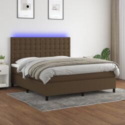 vidaXL barna szövet rugós és LED-es ágy matraccal 180 x 200 cm (3135216) - vidaxl
