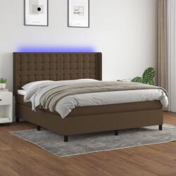 vidaXL barna szövet rugós és LED-es ágy matraccal 180 x 200 cm (3138656) - vidaxl