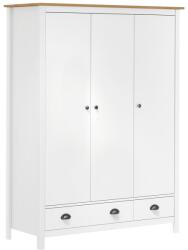 vidaXL Hill fehér 3 ajtós tömör fenyőfa ruhásszekrény 127x50x170 cm (288954) - vidaxl