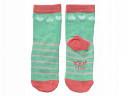  Yo! club pamut zokni (17/19) - mentazöld/rózsaszín szív