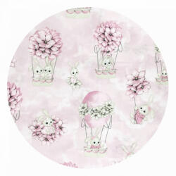  Baby Shop prémium fonott fejvédő kiságyba 220cm - rózsaszín virágos nyuszi