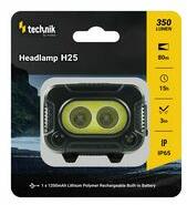 Technik LED fejlámpa 350lm 80m 15h 1, 2Ah/Li-ion USB-C IP65 1x tölthető akku teleppel műanyag Technik - MT-H25 (MT-H25)
