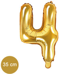 PartyDeco S. r. o 4. szám, fólia lufi, 35 cm, arany