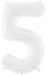 PartyDeco S. r. o 5. szám, fólia lufi, 86 cm, fehér