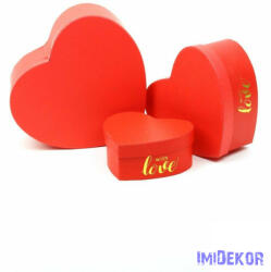  Szív alakú papírdoboz 3db/szett - With Love Piros