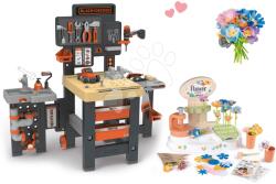 Smoby Set masă de lucru cu trei părți Black&Decker Mega Center și florărie Smoby cu producție de flori și material suplimentar (SM360726-6) Set bricolaj copii