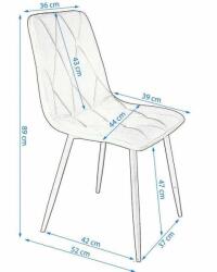 Jumi Skandináv stílusú szék, steppelt, velúr, fém, zöld, 44x52x89 cm, Piado (MCTART-CM-946729)