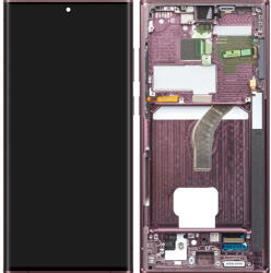 Samsung Piese si componente Display cu Touchscreen Samsung Galaxy S22 Ultra 5G S908, cu Rama, Visiniu, Service Pack GH82-27488B (GH82-27489B) - pcone