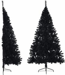  Jumătate brad de crăciun artificial cu suport, negru 180 cm pvc (344677)