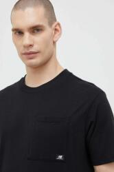 New Balance pamut póló fekete, sima - fekete M - answear - 10 990 Ft