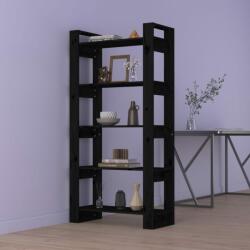 Bibliotecă/separator cameră, negru, 80x35x160 cm, lemn masiv (813913)