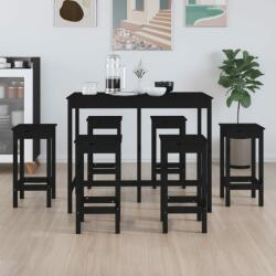  Set mobilier de bar, 7 piese, negru, lemn masiv de pin (3124711)