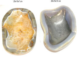  Bol din Agata Druzy Minerala Naturala - 25-26 x 15-16 x 7-10 cm - 1 Buc Castron