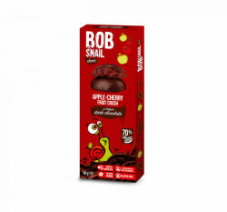 Bob Snail gyümölcs snack étcsokoládéban alma-meggy 30 g - fittipanna