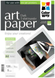 ColorWay Hârtie colorată COLORWAY/ pentru ART/ textile/ 120g/m2, A4/ 5 bucăți (PTD120005A4)
