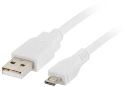 Lanberg Cablu Micro USB (M) la USB-A (M) 2.0, 1, 8 m, alb (CA-USBM-10CC-0018-W)