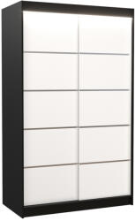 Expedo Dulap glisant LISO, 120x200x58, negru/alb + LED Garderoba
