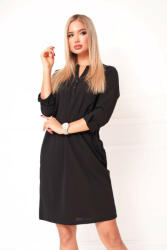 Vina Fashion Kft Kreppes mini ruha - Fekete - 2XL/3XL