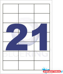 Bluering Etikett címke, 63, 5x38, 1mm, 100 lap, 21 címke/lap Bluering® (BRET125) - nyomtassotthon