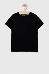 Benetton gyerek pamut póló fekete, sima - fekete 140 - answear - 4 690 Ft