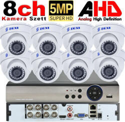 ZEXI 8 DOME kamerás 5MP 2.8mm AHD RENDSZER FEHÉR SZÍN