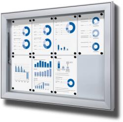  Kültéri zárható információs vitrin 8 x A4 - fémlemez hátlap, L típus, alumínium