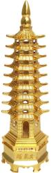  Pagoda celor 9 elemente, turnul educatiei pentru studiu, obiect feng shui 14 cm, metal auriu